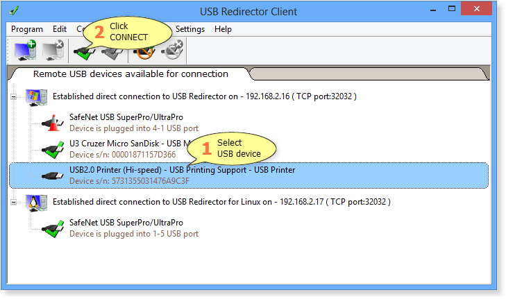 连接远程 USB 设备