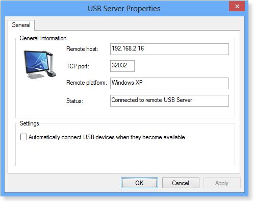 USB 服务器属性